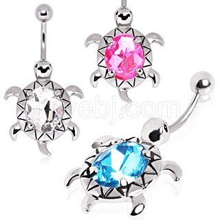 CZ Turtle Belly Ring