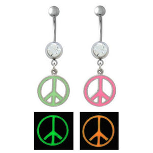 Glow-in-the-Dark Peace Sign Belly Dangle