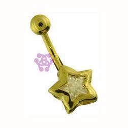 Gold Plated Bezel CZ Star Belly Ring