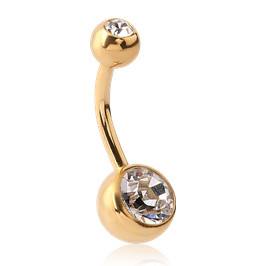 Gold Plated Double CZ Belly Ring