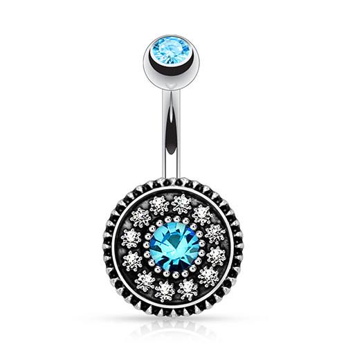 Multi Paved Shield Belly Ring