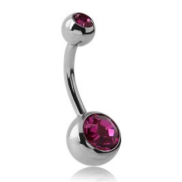 Stainless Double CZ Belly Ring