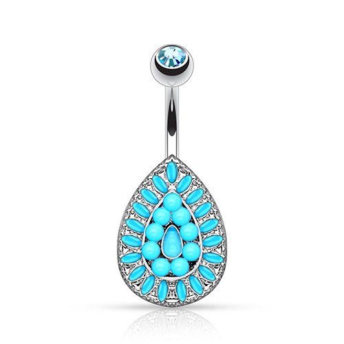 Turquoise Beaded Teardrop Belly Ring