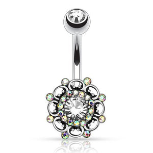 Vintage Paved Swirl Belly Ring