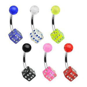 Belly Ring - CZ Dice Belly Ring