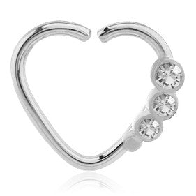Stainless Triple CZ Heart Continuous Ring