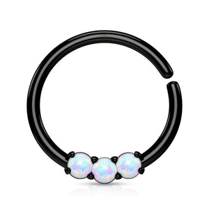 Captive Bead Rings - 3-Opal Continuous Ring