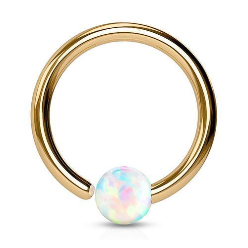 16g Rose Gold Plated Opal Fixed Bead Ring - Tulsa Body Jewelry