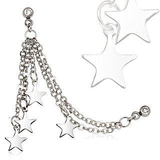 16g Cartilage Chain & Star Dangles