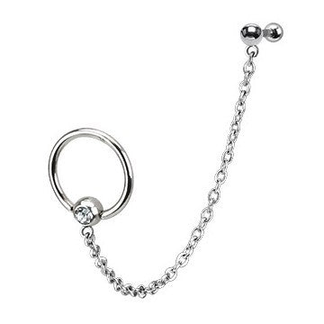 16g Cartilage Ring & Chain Linked Barbell