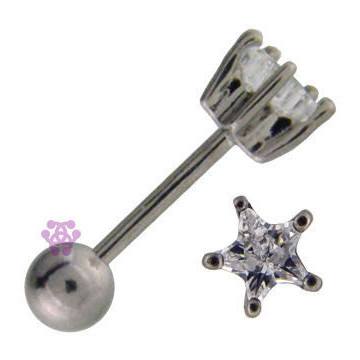 Clear CZ Star Cartilage Barbell