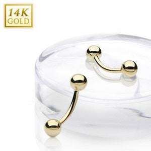 14g Yellow 14k Gold Curved Barbell
