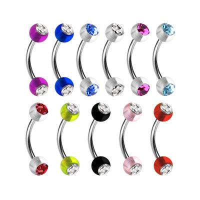 16g Acrylic CZ Curved Barbell