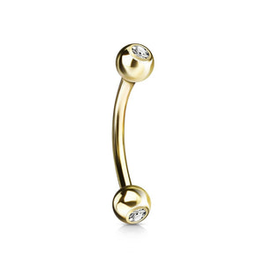Curved Barbells - CZ 14k Gold Curved Barbell