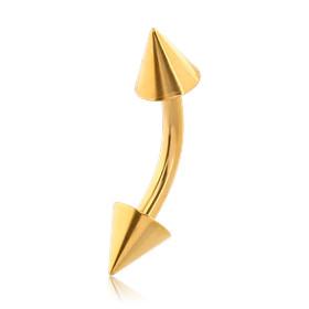 16g Gold Plated Spiked Curved Barbell