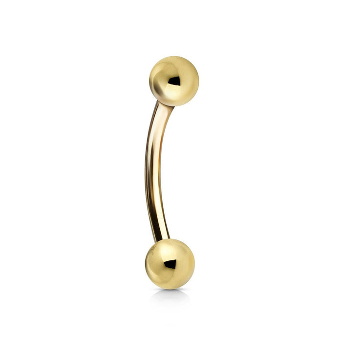 14g Yellow 14k Gold Curved Barbell