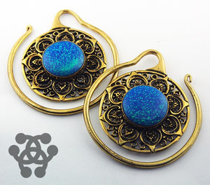 Blue Opal Mandala Hoops by Oracle Body Jewelry