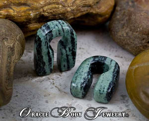 Green & Black Striped Jasper Keyholes by Oracle Body Jewelry