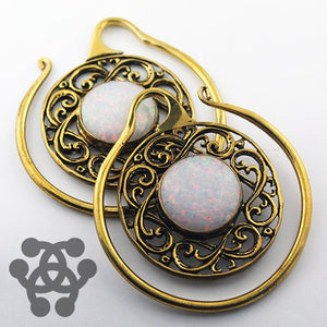 White Opal Celtic Hoops by Oracle Body Jewelry