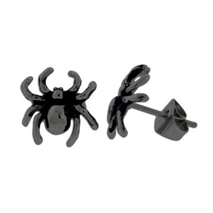 Black Spider Stainless Steel Stud Earrings