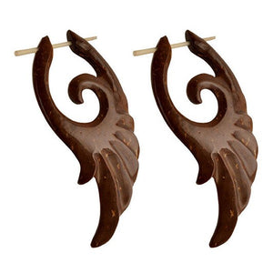 Winged Coco Wood Earrings