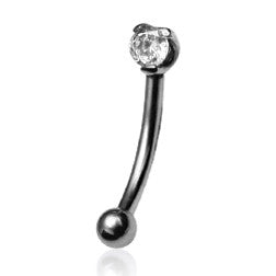 Stainless Prong-set 2.5mm CZ Eyebrow Barbell