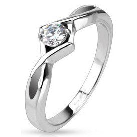 Knotted Frame CZ Solitaire Ring