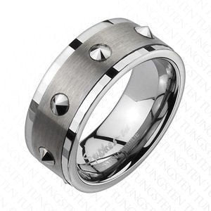 Tungsten Multi Spike Brushed Center Ring