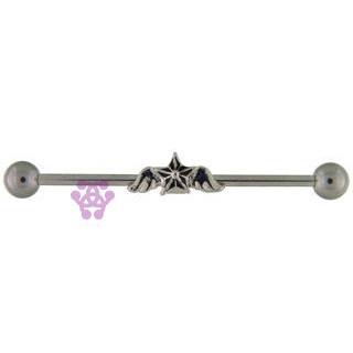 14g Winged Star Industrial Barbell