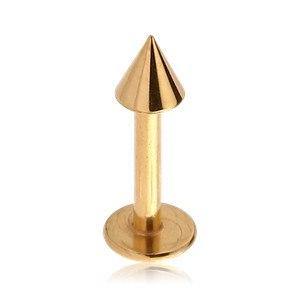 14g Gold Plated Labret Spike - Tulsa Body Jewelry