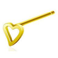 20g Gold Plated Heart Outline Nostril Pin
