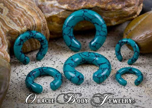 Dark Green Spiderweb Turquoise Rings by Oracle Body Jewelry