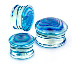 Light Blue Oil Slick Glass Plugs
