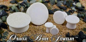 Mayan Flared White Agate Plugs by Oracle Body Jewelry