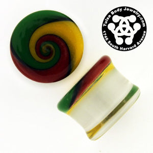 Rasta Swirl Plugs by Glasswear Studios