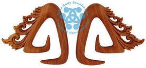 Saba Wood Trinity Temple Spirals by Oracle Body Jewelry