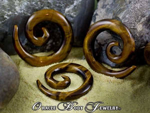 Yellow Tiger Eye Spirals by Oracle Body Jewelry