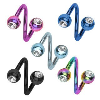 16g Anodized CZ Spiral Barbell