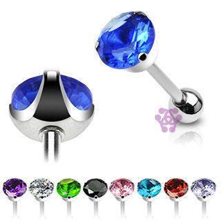 Stainless Prong-CZ Tongue Barbell