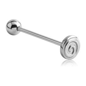 Stainless Swirl Disc Tongue Barbell